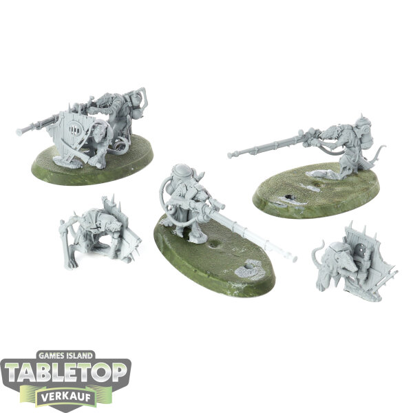 Skaven - 3 Warplock Jezzails - grundiert