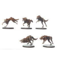 Space Wolves - 5 x Fenrisian Wolves - bemalt