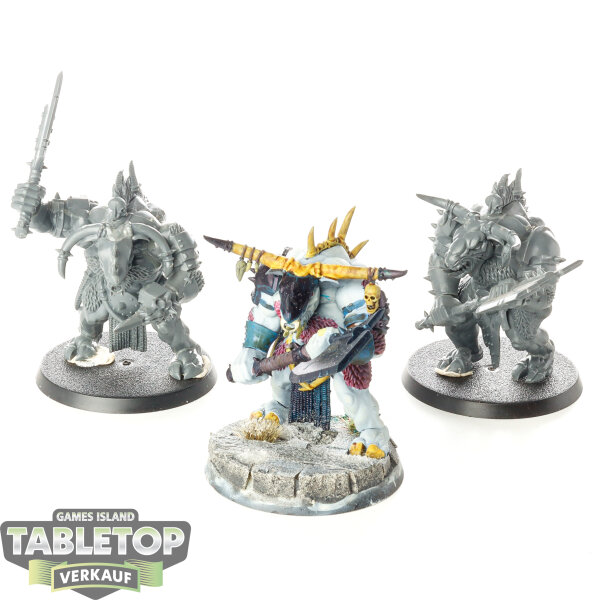 Beastmen Brayherds - 3x Minotaur Herd - teilweise bemalt