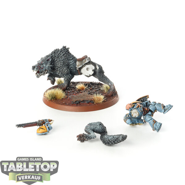 Space Wolves - Wolf Lord on Thunderwolf - bemalt