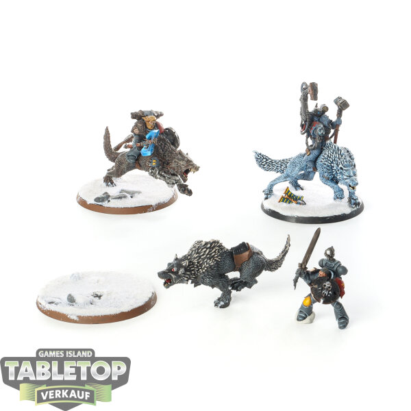 Space Wolves - 3x Thunderwolf Cavalry - bemalt
