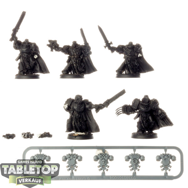 Black Templars - 5x Black Templars Sword Brethren - klassisch - teilweise bemalt