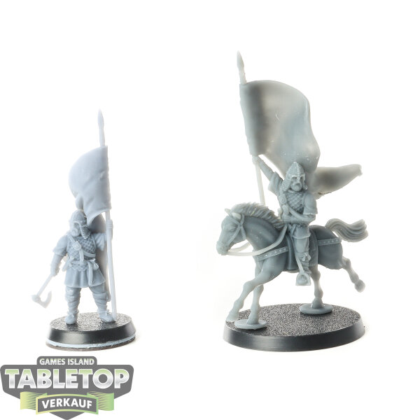 Miniaturen - 2x  Riders of Warhorses Banner - unbemalt